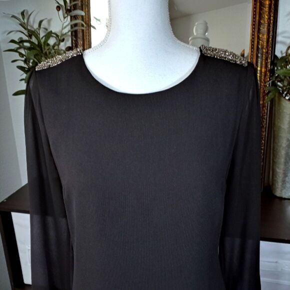 FOREVER 21 BLACK BEADED SHOULDERS SHIRT DRESS SZ.S EUC - Picture 3 of 8